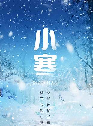 素雅洁净唯美传统二十四节气小寒海报