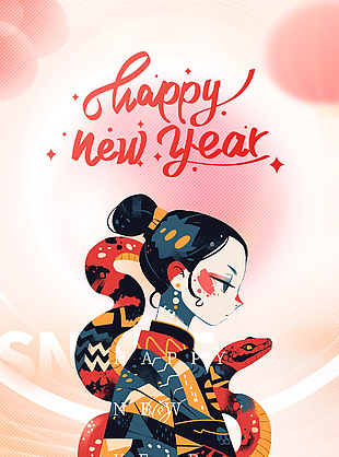 喜迎元旦中国风创意插画渐变海报