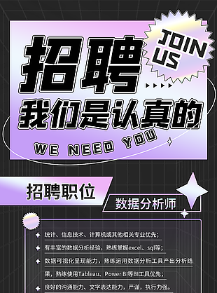 時尚酸性數(shù)據(jù)分析師招聘海報