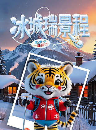 春节哈尔滨冰城雪乡旅游活动海报