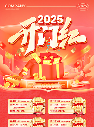新春開門紅創意地產宣傳推廣海報