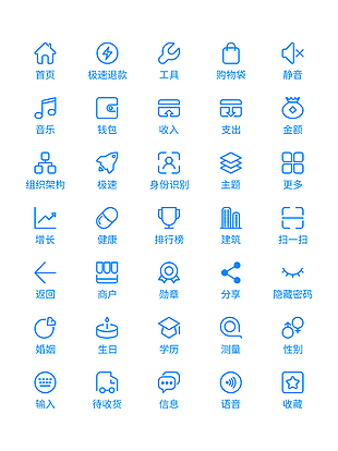 簡約藍(lán)色線條趣味icon圖標(biāo)設(shè)計(jì)