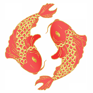 紅色鯉魚中國風主題裝飾圖案