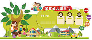 卡通創(chuàng)意人物趣味插畫(huà)幼兒園文化墻