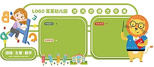 幼兒園校風校德主題卡通插畫文化墻