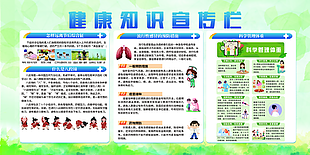 绿色渐变卡通健康知识教育宣传栏