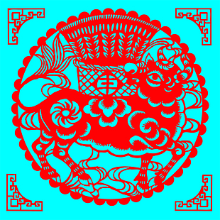 中国风红色创意丰收主题剪纸