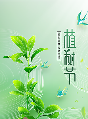 植树节清新渐变护绿行动主题海报