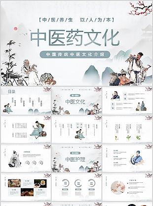 簡約中國風(fēng)傳統(tǒng)中醫(yī)藥文化介紹課件