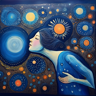 擁抱星空主題藍色抽象藝術圖案裝飾