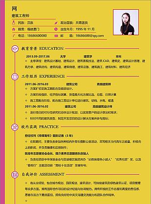 建筑工程师个人工作简历范本