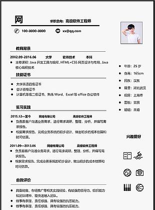 簡潔it互聯網個人簡歷個人簡歷空白表
