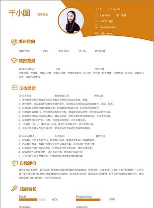 銷售代表個(gè)人簡歷模板