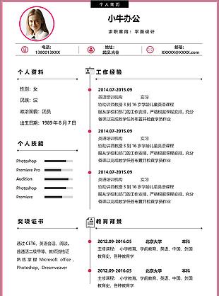 平面設計專業網頁設計師求職應聘簡歷
