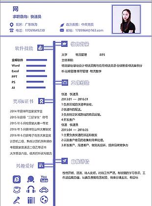 陳武希快遞員個人求職簡歷表格范文