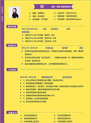 家具家居用品設(shè)計(jì)應(yīng)屆畢業(yè)生電子簡(jiǎn)歷