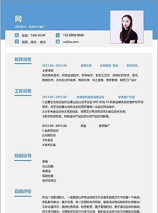 醫藥學術推廣應屆畢業生個人簡歷模板