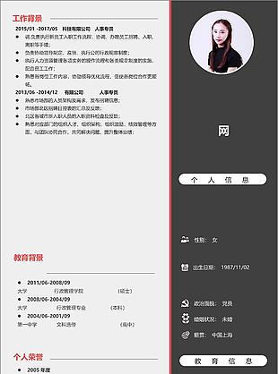 人事專員簡歷基本信息