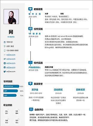 vb程序員個人簡歷模板