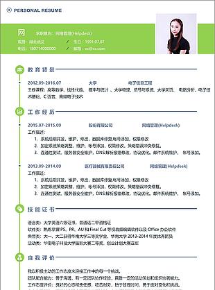 網絡管理helpdesk優秀簡歷范文
