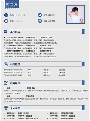 藍色風格高級軟件工程師簡歷簡介