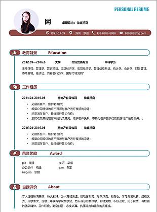 物業(yè)招商電子簡歷表含自我評價可編輯