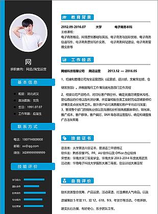 個人簡歷表下載求職意向網(wǎng)店淘寶運營