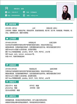 草木綠運維個人簡歷模板