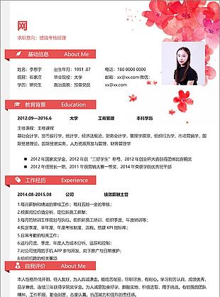 高凱麗績效考核經理主管個人簡歷表格填寫實例