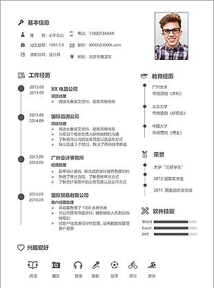 極簡風格個人簡歷設計師崗位求職意向資料