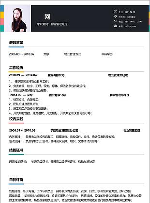 物業(yè)經(jīng)理簡歷格式模板