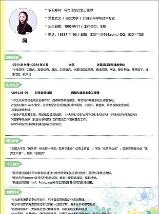 網絡信息安全工程師簡歷表格范文模板