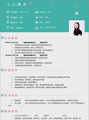 建筑设计师个人简历表含自我评价可修改