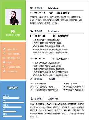 區塊鏈個人簡歷模板