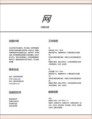 內容運營個人簡歷模板