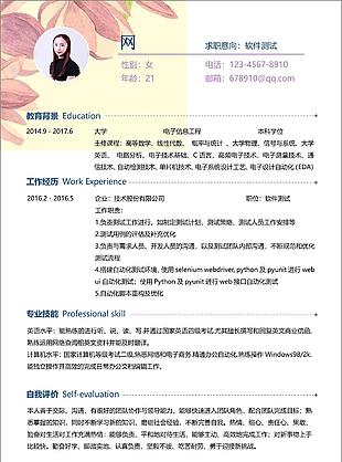 軟件測試個人簡歷空白表格下載