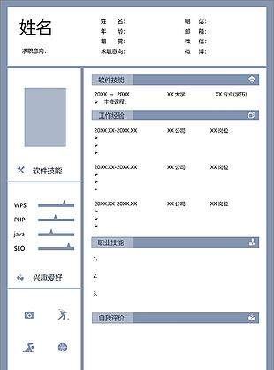 簡潔草綠相關工作個人求職簡歷表格