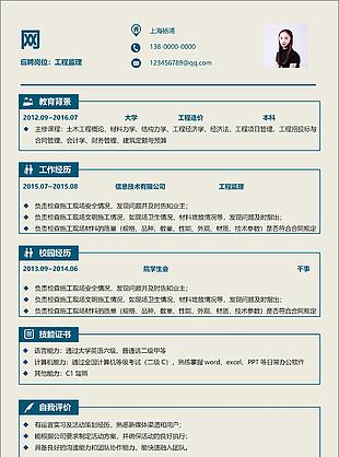 工程監理個人簡歷怎么寫附簡歷樣本