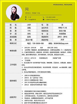 網絡推廣總監三年經驗電子簡歷范本