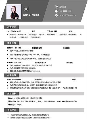 項目管理個人簡歷模板