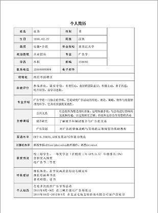 廣告設計個人簡歷模板