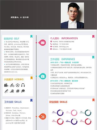 創意彩色貼紙風平面UI設計師求職簡歷