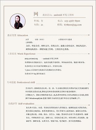 android開(kāi)發(fā)工程師個(gè)人簡(jiǎn)歷模板