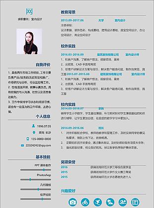 劉欣室內設計簡歷空白模板下載