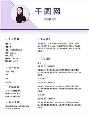 保險(xiǎn)精算師應(yīng)聘簡(jiǎn)歷表格可編輯