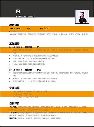 大學應屆畢業生個人簡歷空白表格下載求職意向護士護理人員
