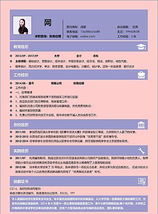 財務經理個人簡歷模板