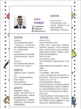 趣味卡通風(fēng)格大學(xué)教師崗位應(yīng)聘簡(jiǎn)歷設(shè)計(jì)