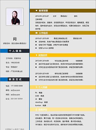 個人簡歷表求職意向園藝園林