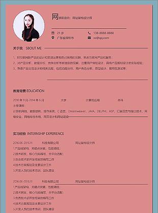 網站架構設計師一年工作經驗簡歷i示范
